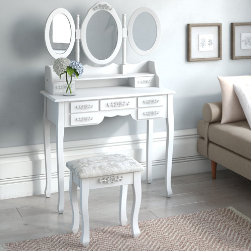 Lily Manor Adrian Dressing Table with Mirror & Reviews Wayfair.co.uk